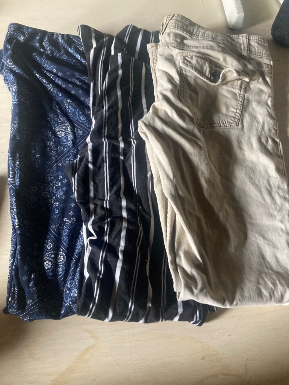 Walmart Women’s Pants Lot of 3 – Paisley, Striped & Beige Casual Pants